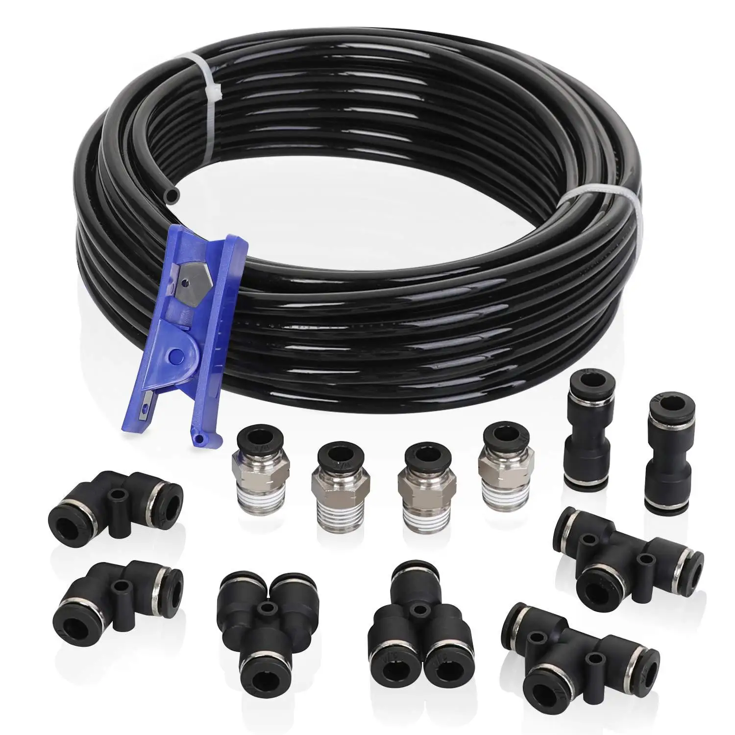 1/4 Inch (6.35mm) Outer Diameter X 32.8 Feet Polyurethane PU Tube Air Tube Kit for Various Applications