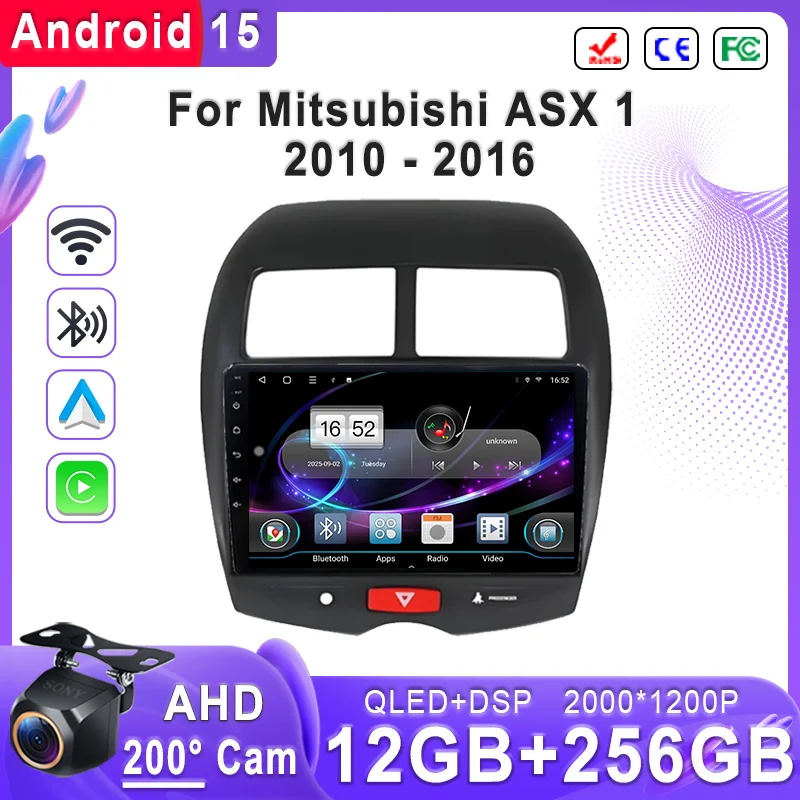 

Plug and Play For Mitsubishi ASX 1 2010 - 2016 Android 15 2K Screen Incell Head Unit GPS Navigation High-performance Wif BT DVD