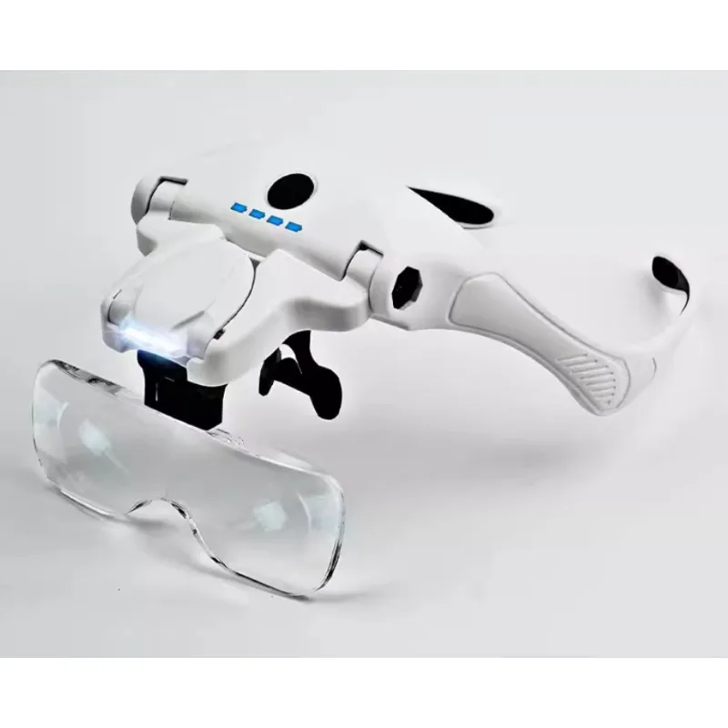 Head-Mounted Magnifying Glasses with Light USB Charging Magnifiers 1X 1.5X 2X 2.5X 3.5X Loupe HD Elderly Reading 1PC