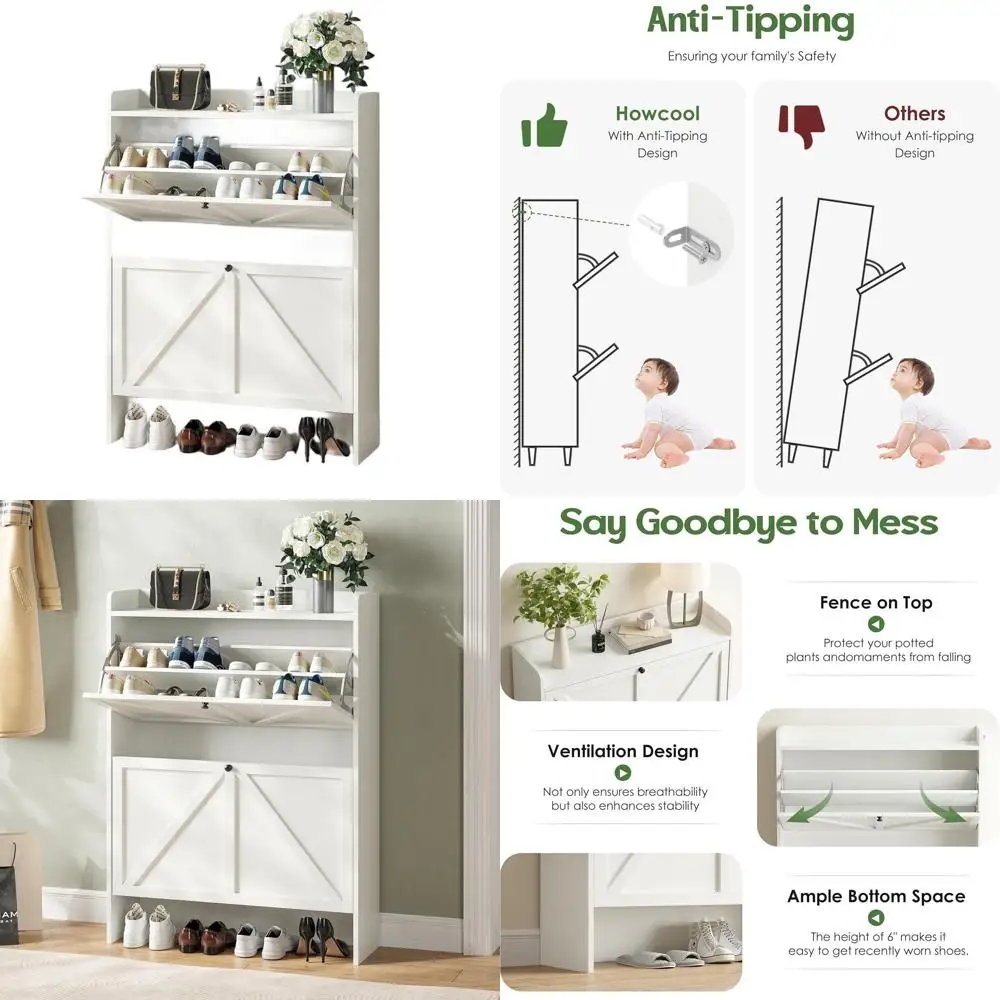 

Белый отдельно стоящий органайзер для обуви с металлическим каркасом для прихожей на переднюю дверь, узкое хранилище для обуви с 2 ящиками для прихожей