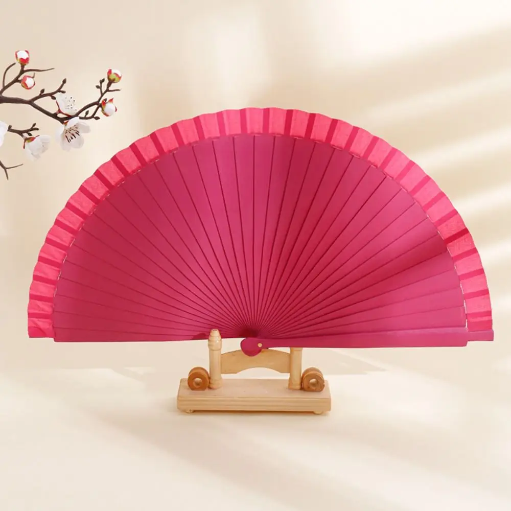Multicolor Simple Spanish Plain Fan Handmade Solid Color Pure Wood Folding Fan Art Craft Decorative Props Fan Home Decor