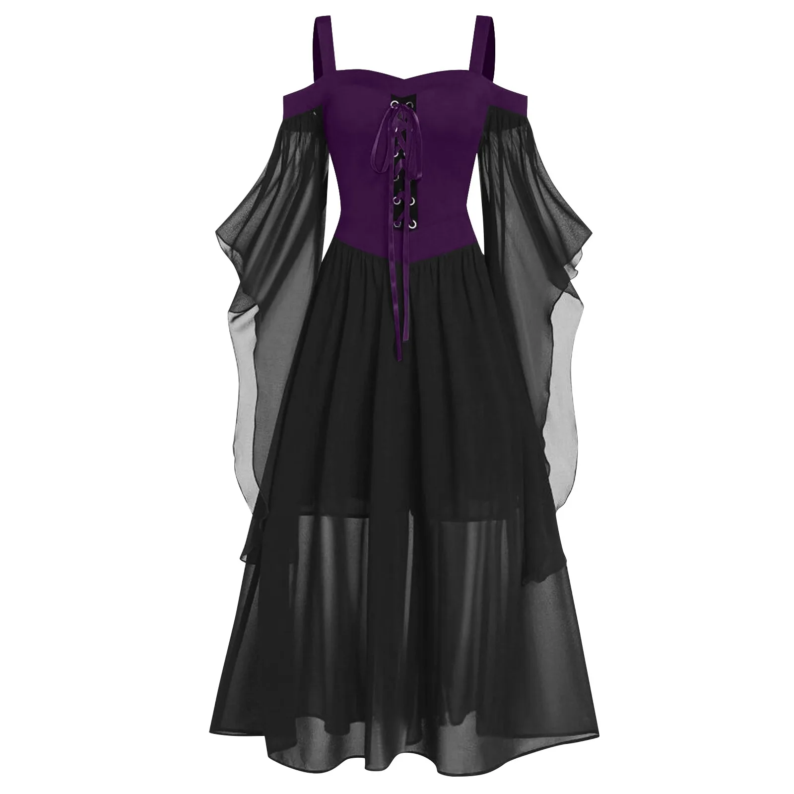 Kobiety Plus rozmiar zimne ramię rękaw motylek Halloween gotycka sukienka eleganckie sukienki dla kobiet Vestidos De Mujer платье