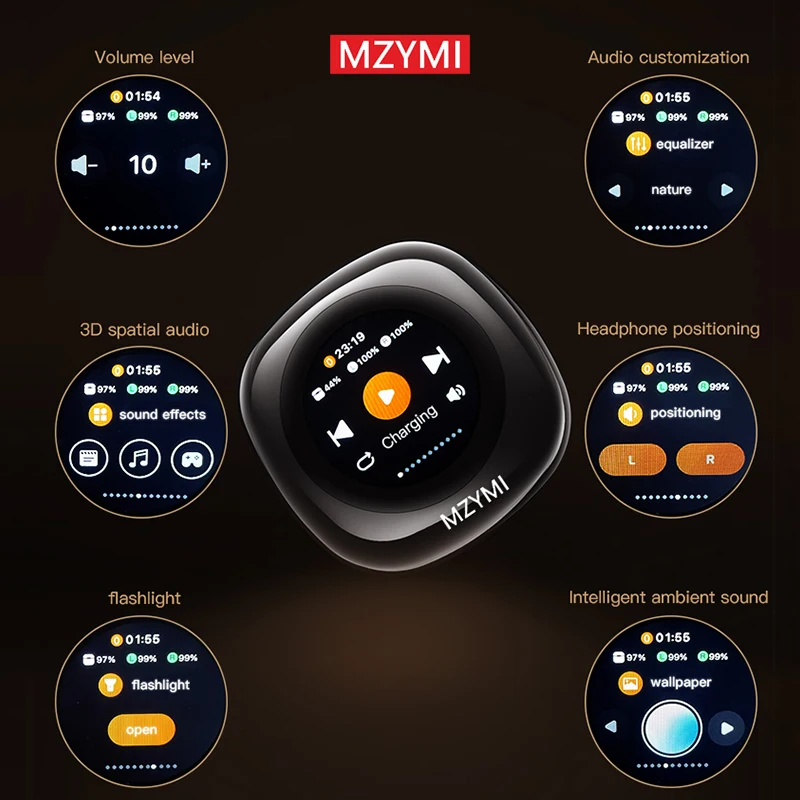 MZYMI CT11 ANC Earphone TWS Bluetooth Wireless Headphone Active Noise Cancelling Earbuds With Mic TF Card Touch Screen Headset