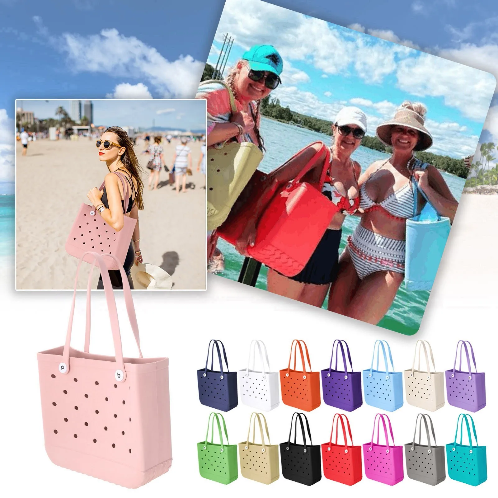 

Rubber Beach Bag Waterproof Sandproof Outdoor Tote Bag Portable Travel Bag Outdoor Shopping Carrying Bags Handbag Hot Selling