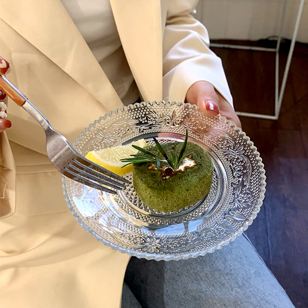 كعكة طبق تقديم الحلوى خمر الزجاج الشفاف تنقش أطباق عشاء سعة كبيرة الفضاء توفير وجبة خفيفة صينية للفاكهة لوازم المطبخ #1