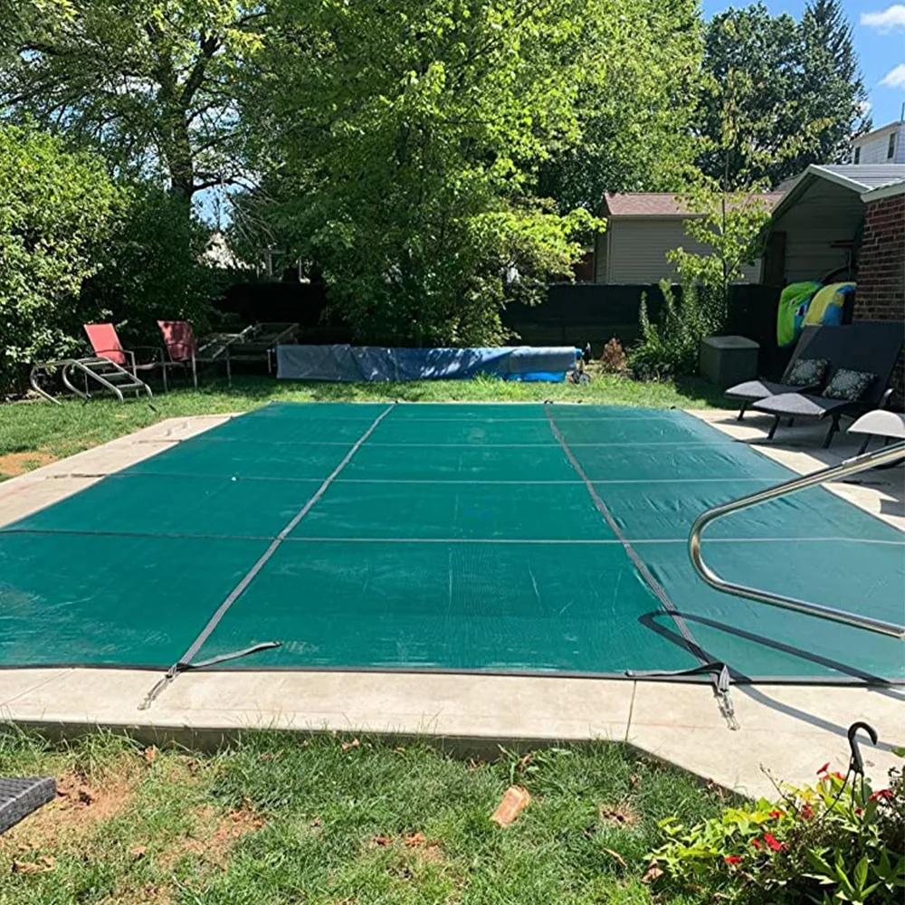 Cubierta Solar para Piscina de 30*60 Pies, Malla Protectora de Hojas para Invierno, Cubierta de PVC para Piscinas Enterradas