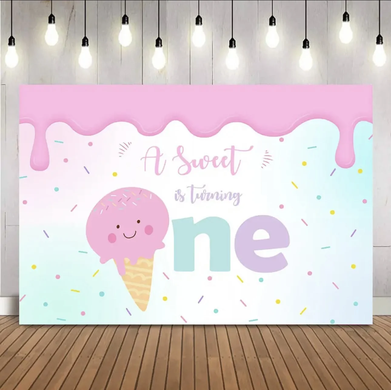 Photography background ice cream newborn kids happy birthday theme backdrop for photo shoot girl dessert Table banner supplies