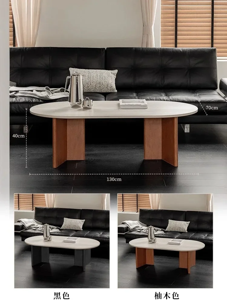 New red and white coffee table, travertine rock slab is resistant to manufacturing and anti-penetration, simple black