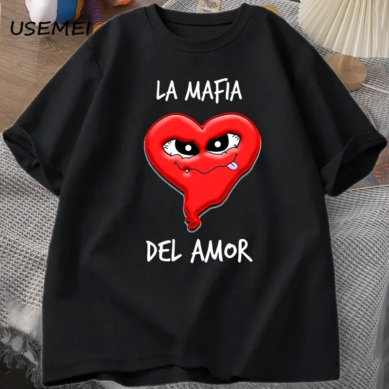 Camiseta con estampado divertido de la MAFIA del amor para hombre, camisetas Harajuku de moda, Tops de algodón de manga corta con cuello redondo, ropa de calle de verano