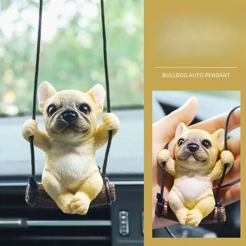 French Bulldog Cute Swinging Dog Car Mirror Hanging Accessories Auto Rear View Mirror Accessories for Men & Women