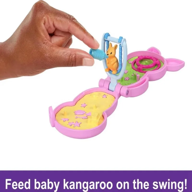 Originale Polly Pocket Mini Kangaroo Wallet Slide trampoli Swing Playground Treasure Box Toys regali di festa per i bambini