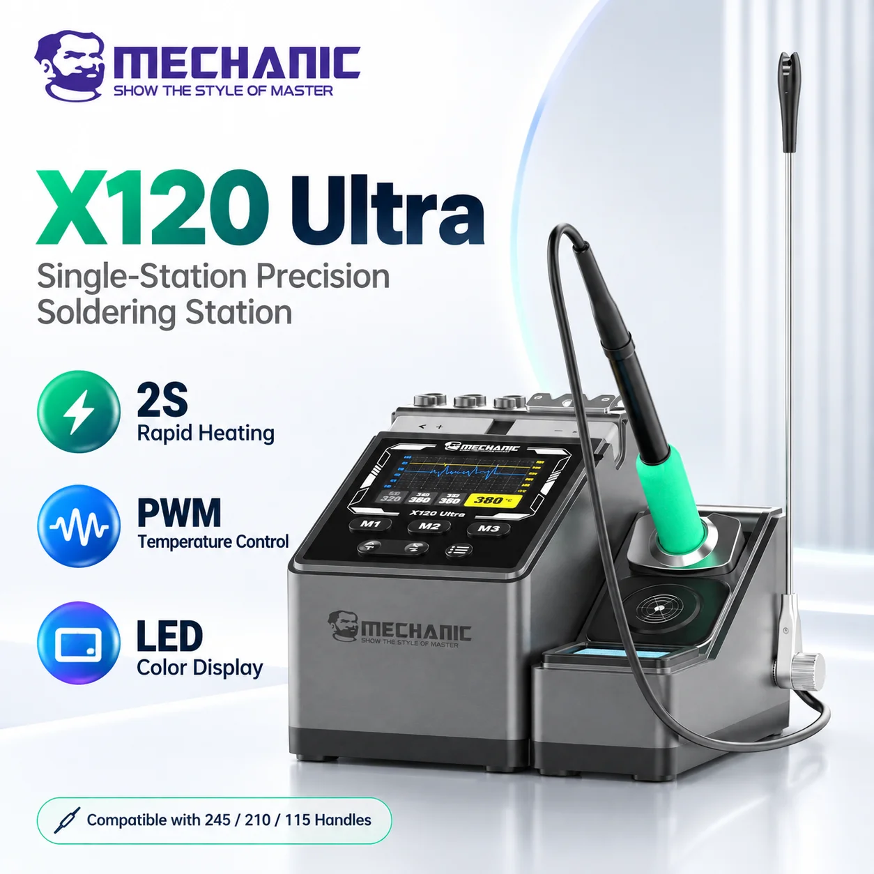MECHANIC X120 Ultra Lötstation +210 Lötkolben-Griff 2s Schnellheizung Eingebauter Transformator für PCB-Elektronik-Reparaturen