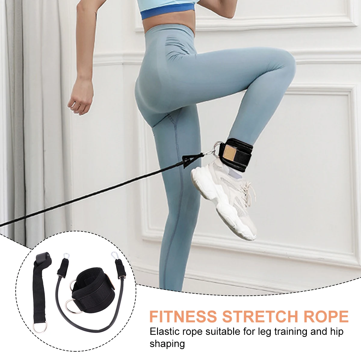 

1 Set Ankle Straps For Fitness Training Glute Toning Machine Attachment Sweat Absorbing Durable Foot Rings Black Fitness Leg