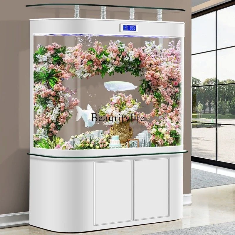 Living Room Small Change Water Light Luxury Glass Ecological Gold Fish Tank Cabinet Bottom Filter Cycle Aquarium