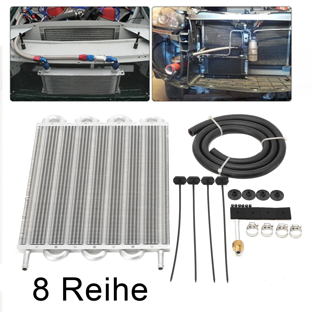 8-reihiger Ölkühler für Fernübertragung, Automobil-Klimaanlage, Rohrstil, Kondensator, Auspuffrohr, Kühler-Konverter-Set – Detail 3
