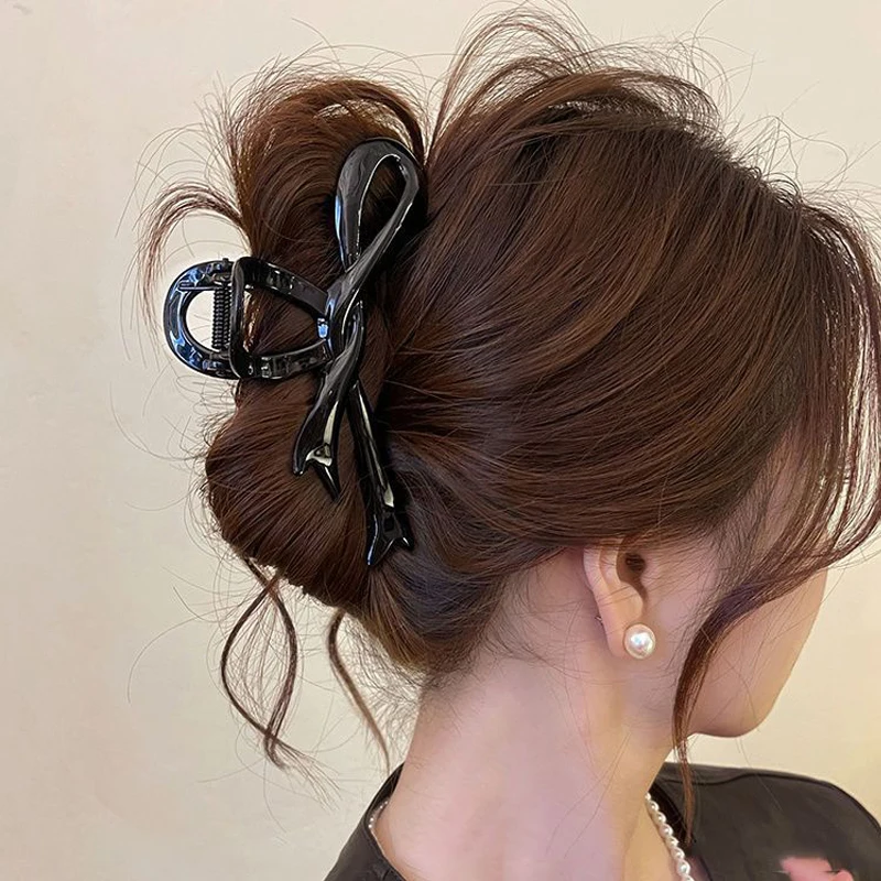 

1 Pcs Women's Hair Claws Korean Simple Ribbon Bow Sweet Large Hair Grabs Casual Fashionable Versatile Hair Accessories For Girl