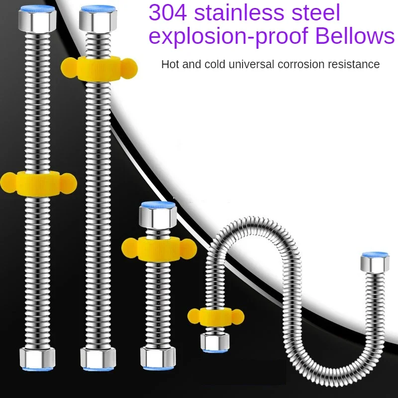 Manguera de plomería tejida para lavabo y agua de inodoro de acero inoxidable 304, calentador de baño, conectar tubos corrugados con tubo de llave,