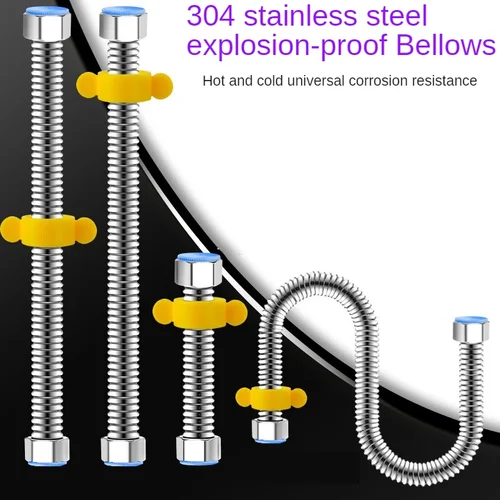 Imagen 2 del producto Manguera de plomería tejida para lavabo y agua de inodoro de acero inoxidable 304, calentador de baño, conectar tubos corrugados con tubo de llave, 1/2""