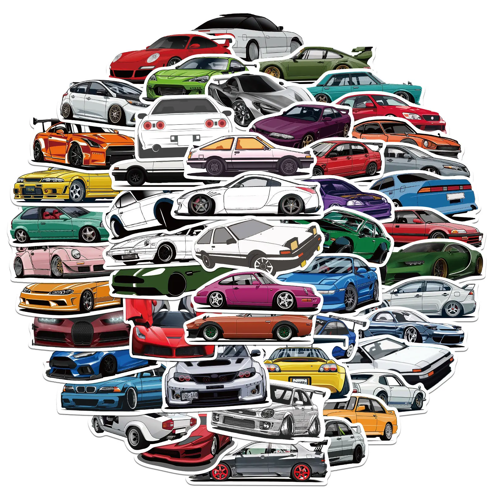 

50/100PCS Retrofit Racing Car Graffiti Stickers Laptop Guitar Luggage Bike Skateboard Waterproof Sticker Decal Kid Toy