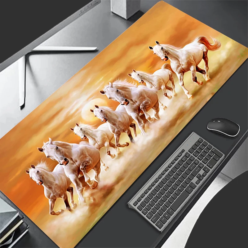 Alfombrilla XXL para escritorio de caballo blanco, alfombrilla para juegos en la mesa, accesorios para jugadores de oficina, alfombrillas para teclado, alfombrilla para ratón XL
