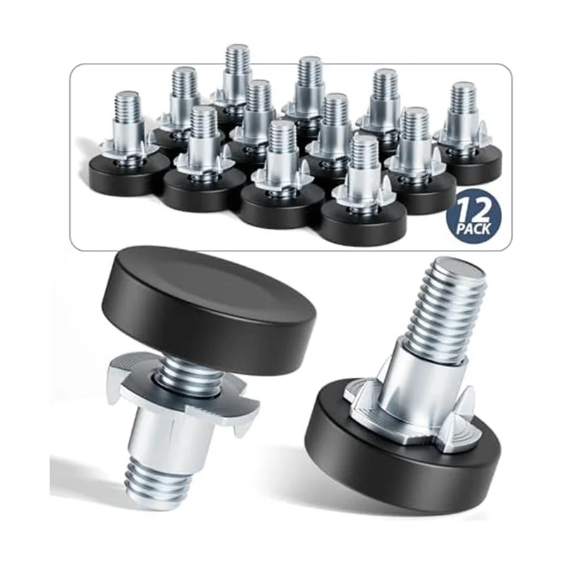12 PCS Furniture Leveling Feet With T-Nuts, Black Metal Leg Levelers Table Feet Screw On For Deak-BAAX