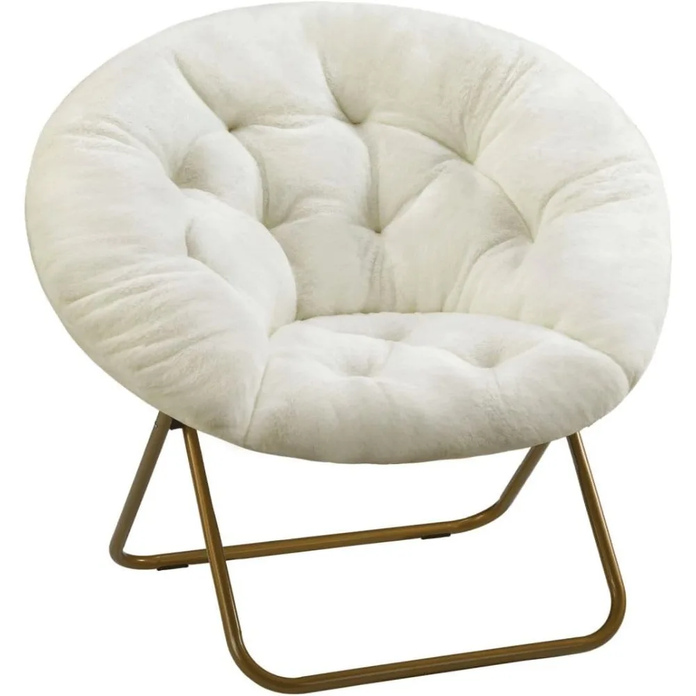 Comfortable Cozy Faux Fur Disc Chair Foldable Feature for Bedroom, Living Room and Dorm