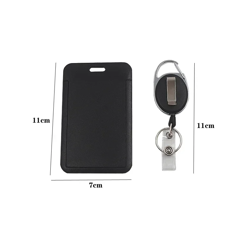 1 Set Simplicity Fashion Worker ID Card Holder with Badge Reel Clip Black White Color Retracale Employee ID Card Cover Case