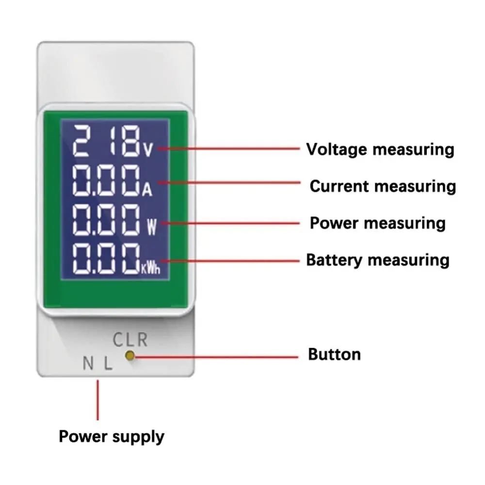 Medidor de energía de potencia de riel Din, vatímetro electrónico kWh, amperímetro Digital multifuncional, voltímetro de ca, 50-300V, 100A, PZEM-008