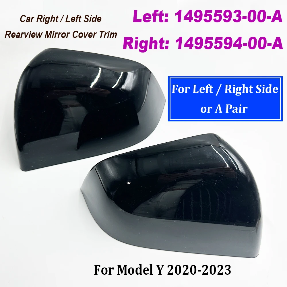 Left Right Side / A Pair 1495594-00-A 1495593-00-A Black Door Wing Mirror Cover For 2020-2023 Model Y 149559400A 149559300A