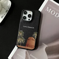 Personalised Customized Name Leather Case For iPhone 16 15 14 13 12 11 Pro Max Initials Letters kafr saya Cover 13 14 15 Pro Max