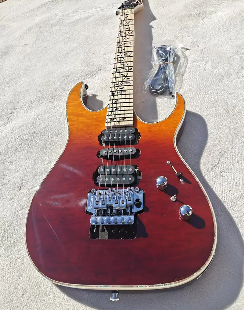 Tree of Life Electric Guitar, Fingerboard Mosaic, Lock Nut, Flower Design, Body Gradient, Floyd rose vibrato bridge In Stock