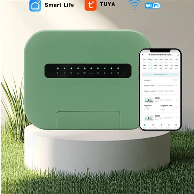 BMBY-Tuya Wifi Indoor Smart Sprinkler Controller Indoor Smart Sprinkler Controller Irrigation System Remote Control 6 Zone EU Pl