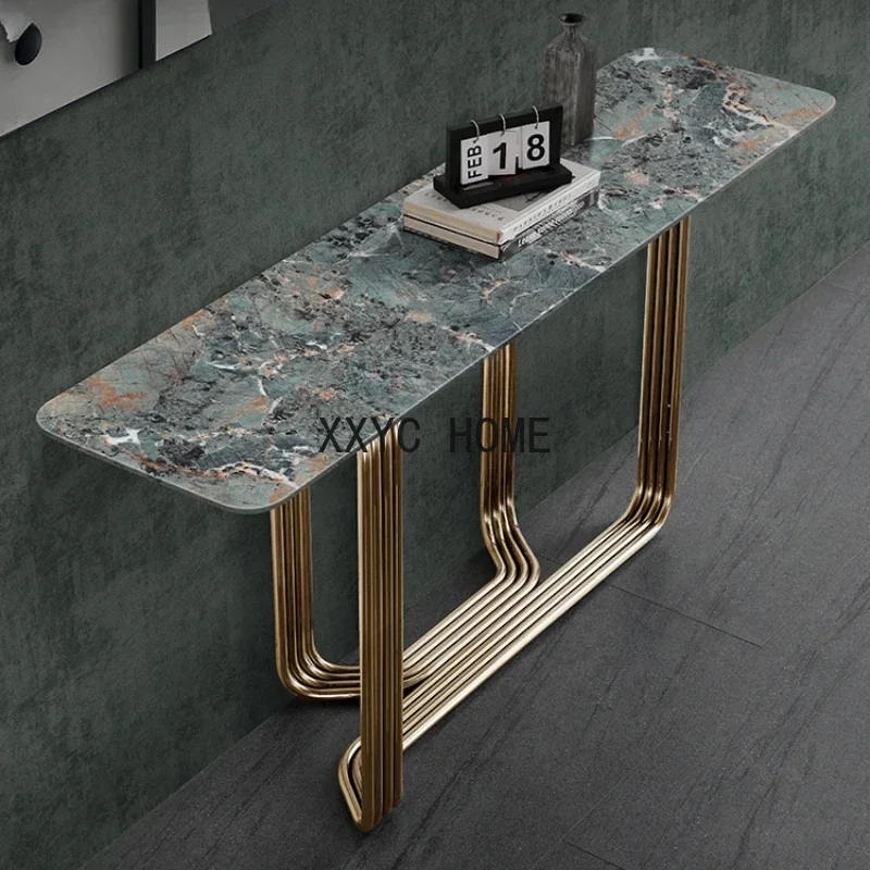 Italian Style Light Luxury Household Simple Living Room Aisle Stone Plate Console Wall Industrial Style Ultra Narrow Marble