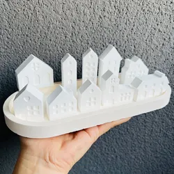 Cute House Building Silicone Mold DIY Nordic House Elk Ornaments Soap Candle Gypsum Resin Casting Mold Home Decor Craft Gifts