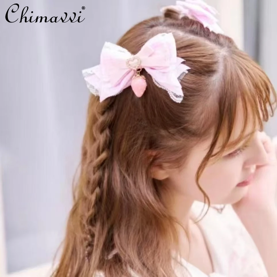 Liz ญี่ปุ่นหวานสตรอเบอร์รี่ลายสก๊อต Lolita อุปกรณ์เสริมผม 2025 ใหม่สาวน่ารักผู้หญิงอเนกประสงค์หมวก