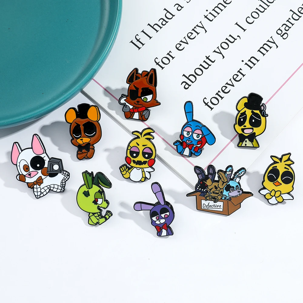 Five Nights At Freddys Figures Enamel Pins Foxy Bonnie Brooches Game FNAF Brooch Badges for Backpack Fashion Jewelry Accessories