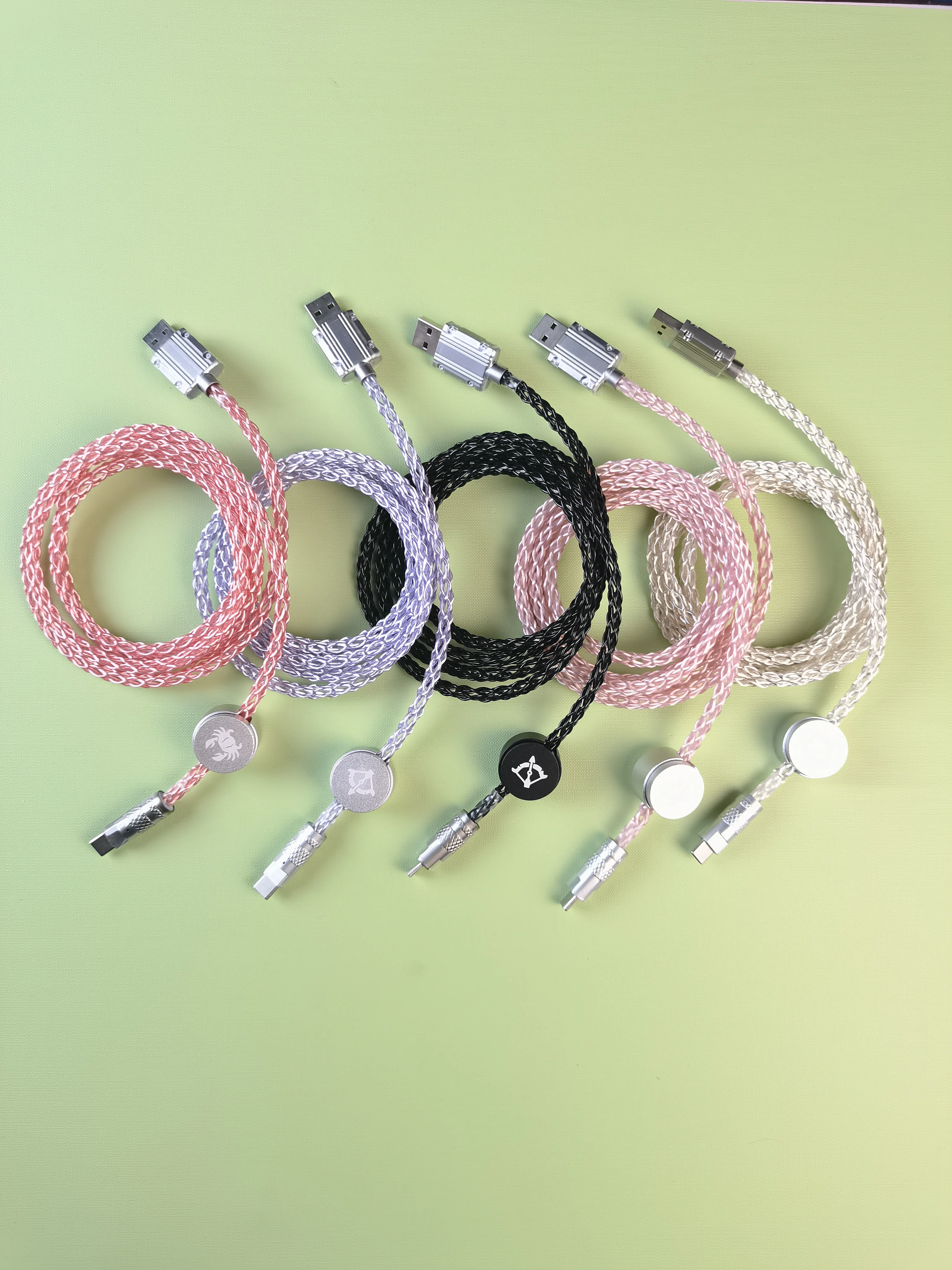 

RGB Glowing Coiled USB-C Aviator Cable for Mechanical Keyboard, Braided Type-C to USB A Gaming Wire, Premium Aluminum Connector