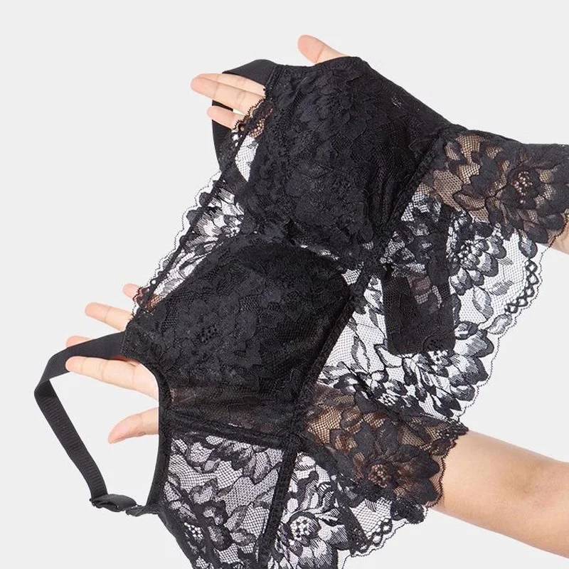 حمالة صدر دانتيل مقاس كبير M-XXXL للنساء مع صدر كبير، ظهر جميل على شكل فراشة مثير بدون ظهر للصيف بتصميم رقيق تغطية كاملة