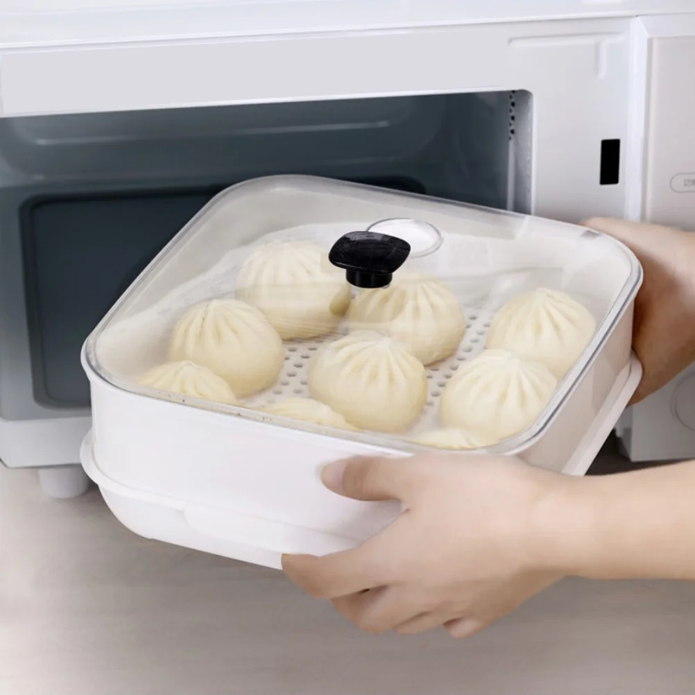 

1pc Heating Steaming Box Premium Microwave Safe Plastic Food Steamer Basket For Vegetables Meat Fish Kitchen Gadget Cookware