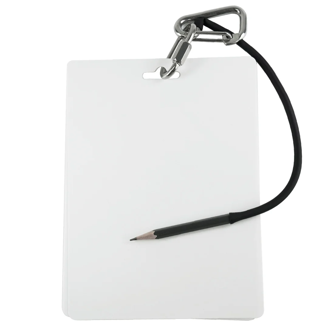 Diving writing board, underwater handwriting board, record book, multi-page note board design, flat stainless steel buckle