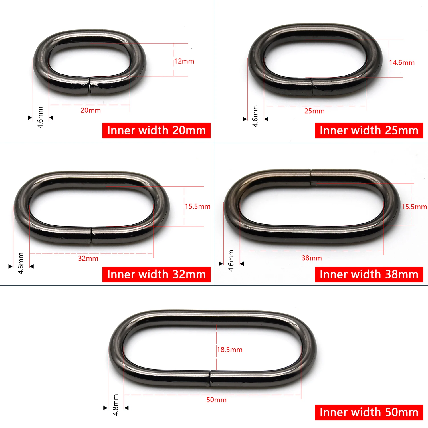 1Piece Metal Oval Ring Bag Strap Adjustable Buckle Loops for Leather Craft Bag Strap Webbing Belt Garment DIY Accessories