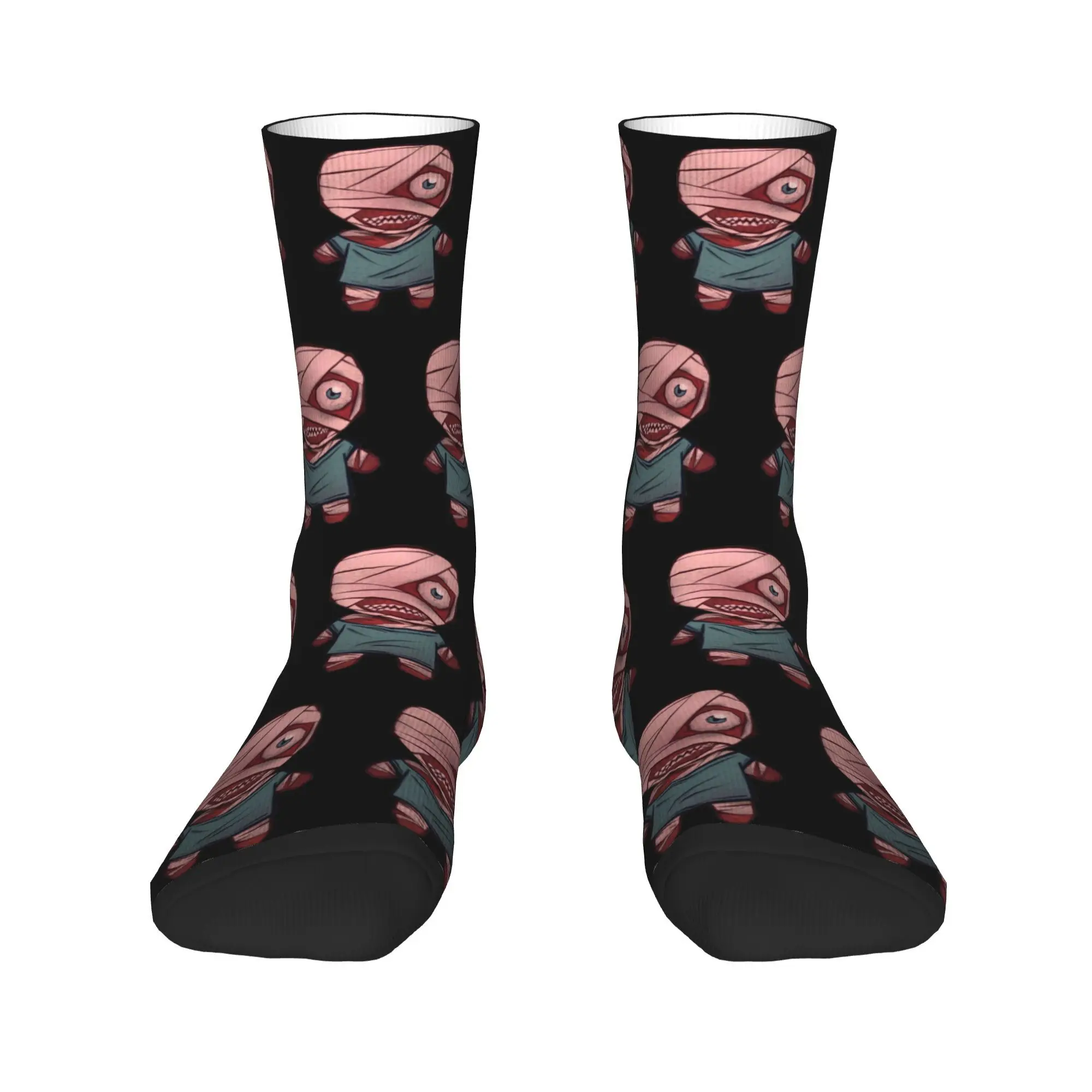 Chibi Curly Mouthwashing Horror Print Crew Socks Accessories for Party Wear Sweat Absorbing  Dress Socks