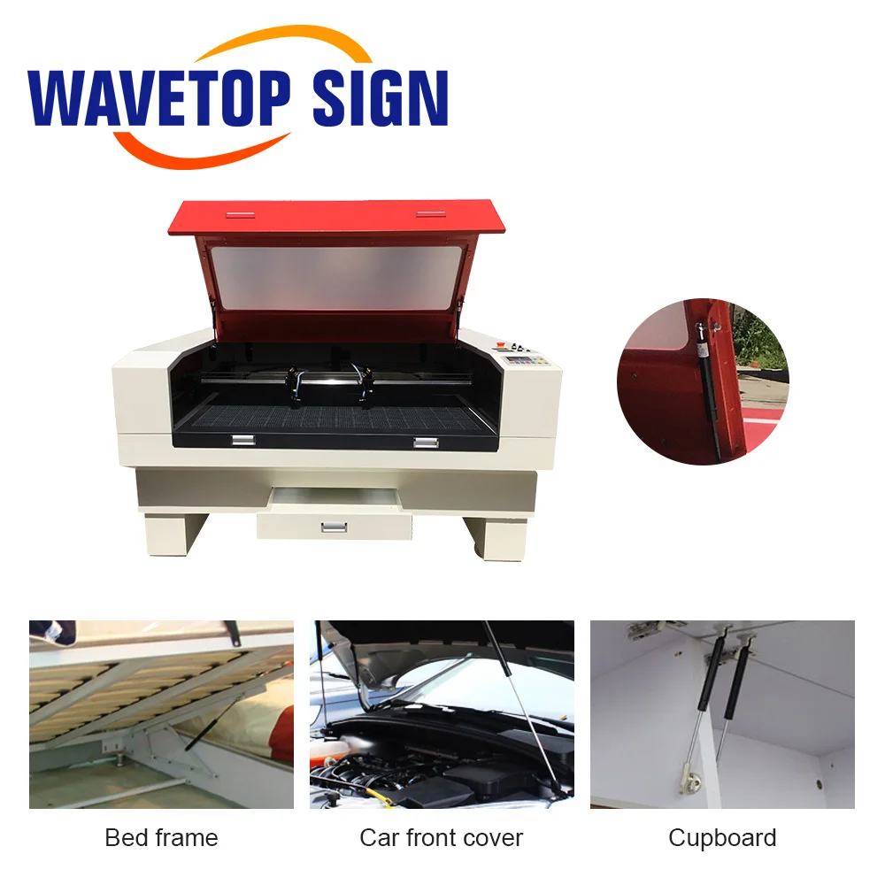 WaveTopSign قضيب هيدروليكي 30 كجم 300N 50 كجم 500N 80 كجم 800N رأس مسطح رأس ثابت رأس كروي لآلة القطع بالليزر Co2 وآلة الحفر