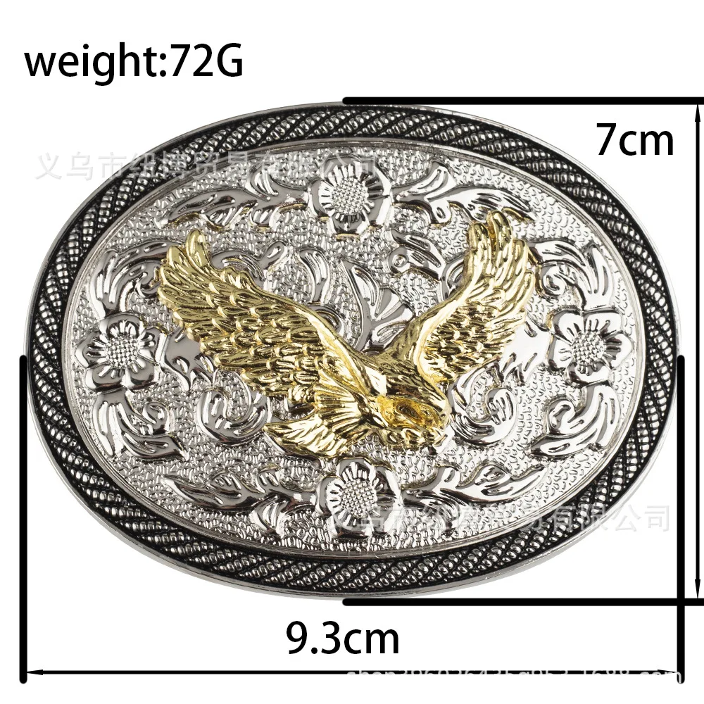 Western Belt Buckle Cowboy Style Animal Print Cowhead Pattern White Headed Eagle