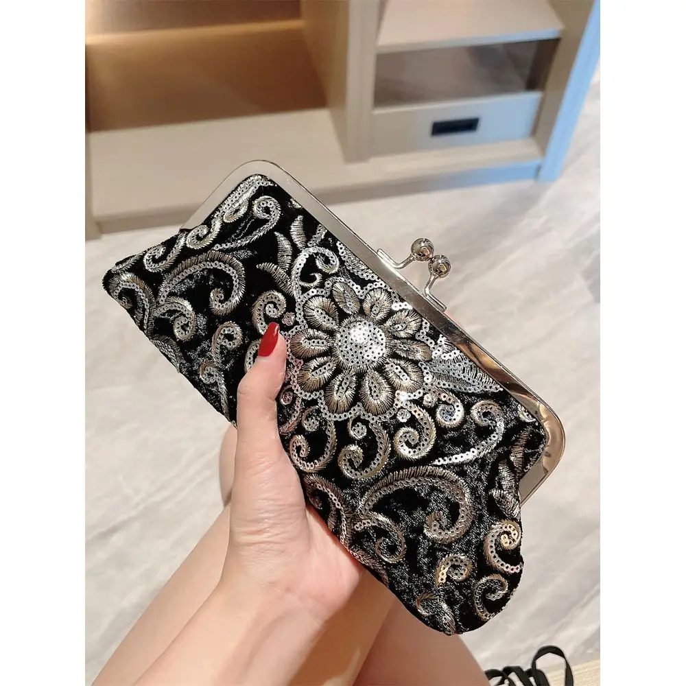 

Evening Glamorous, Elegant, Exquisite, Quiet Luxury Sequin, Stylish, Luxury, Shiny Floral Embroidered Evening Bag Sequin Decor