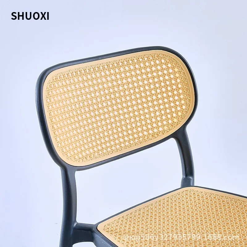 Nordic Dining Chair Household Plastic Thickened Modern Simple Restaurant Backrest Chair Stackable Outdoor Rattan Stool Furniture