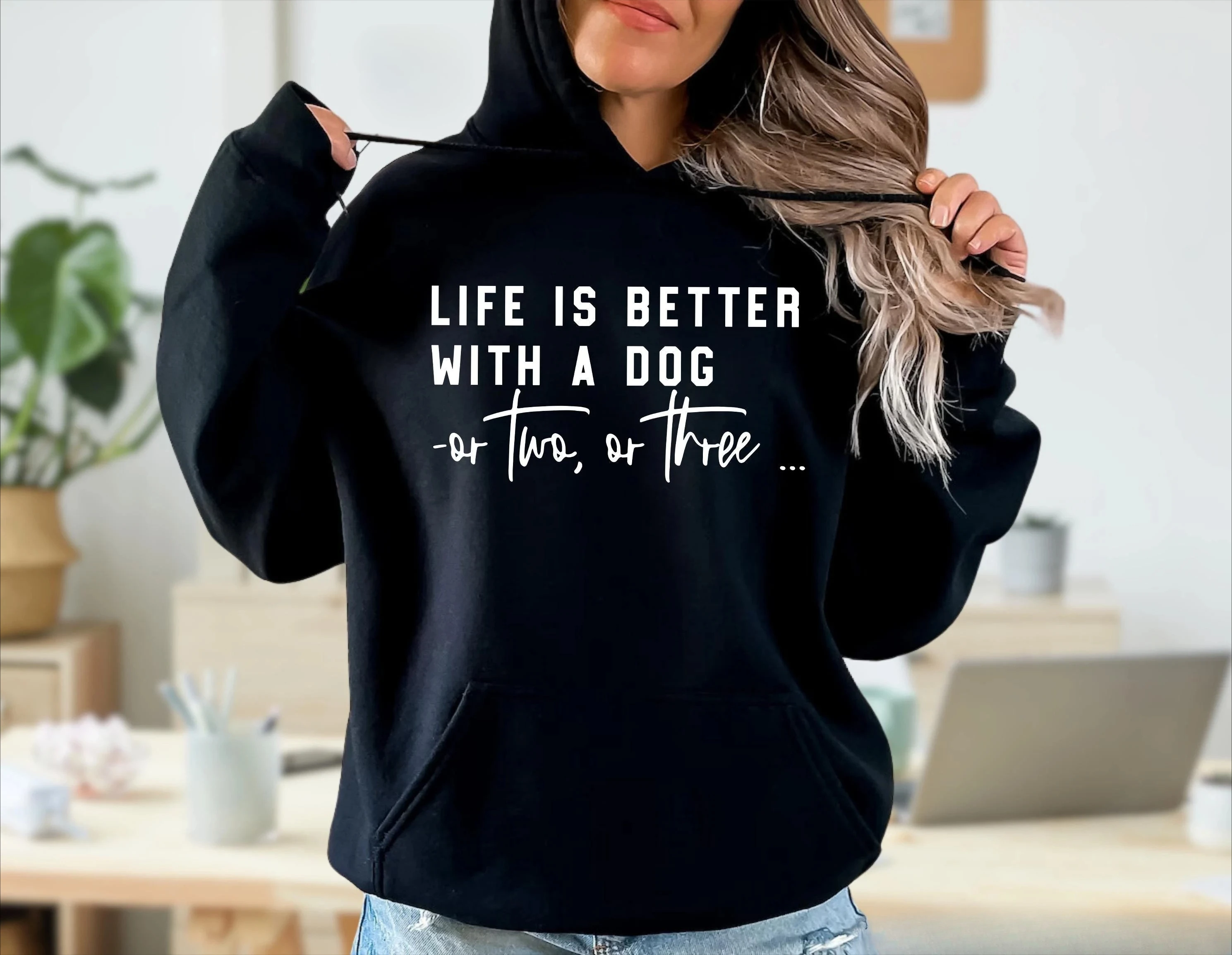 

Life Is Better with A Dog Hoodie Sweatshirt Women Long Sleeve Sweatshirt Pullover Funny Tops Streetwears Autumn Winter Clothing