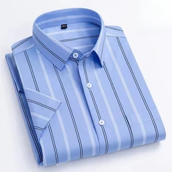 Luxury hight qulity short sleeve shirts for men Silk slim fit formal shirt summer thin  hawaiian clothes soft ModaL office tops