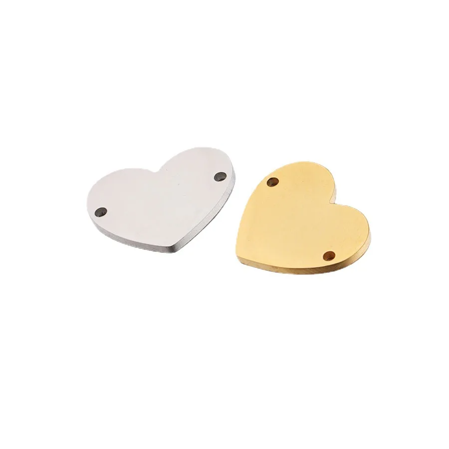 5Pcs/lot Mirror Polished 17*20mm Heart Charms Stainless Steel DIY Connectors Charms For Necklace Bracelets Fashion Jewelry
