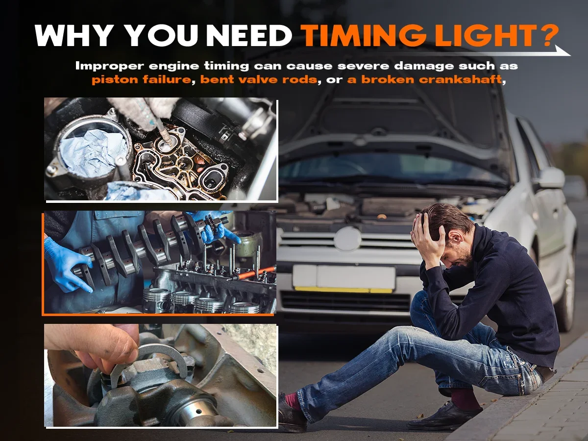 KZYEE KT60 Auto Digital 2 & 4 Takt Benzin Motor Timing Licht 12V Auto Zündung Timing Licht Induktive Strobe lampe Detektor – Detail 2